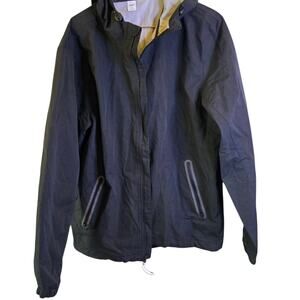 Old Navy Active Men's Med Gray Hooded Rain Jacket Windbreaker Packable Full Zip